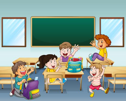 Happy students inside a classroom