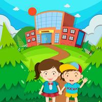 Students boy and girl at school vector