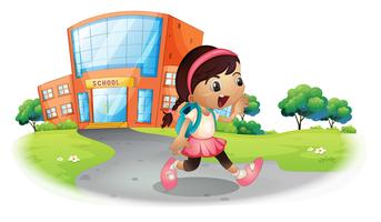 A cute student going home from school vector