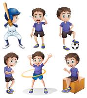 Different activities of a young boy vector