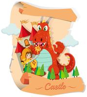 Knight and dragon at the castle vector