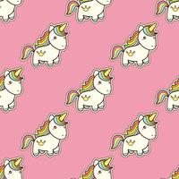 Seamless pattern with unicorn in kawaii japanese style isolated on pink background. vector