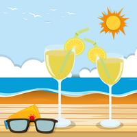 Cocktail glasses by the sea vector