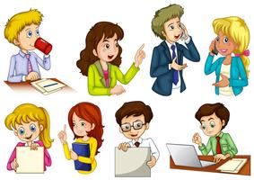 Different people working in an office vector