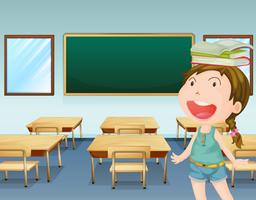 A young girl inside a classroom vector