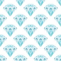 Seamless pattern of geometric blue diamonds on white background. Trendy hipster crystals design. vector