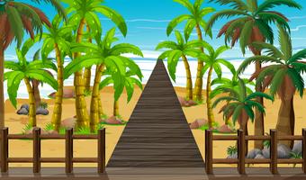 Nature scene with bridge to the ocean vector