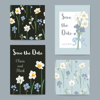 Floral Greeting Cards Set. Vector illustration