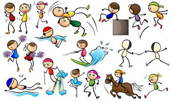 Niños haciendo actividades deportivas. vector