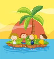 Kids on an island vector