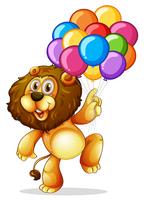 Cute lion with colorful balloons vector