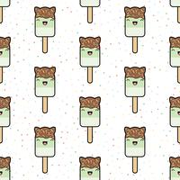 Seamless pattern. cute kawaii styled ice cream vector