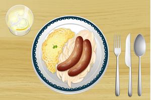 Sausages with spaetzle vector