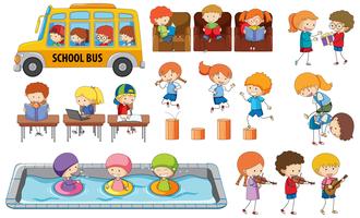 Conjunto de actividades estudiantiles. vector