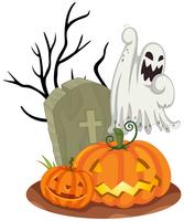 Ghost at Graveyard on Halloween vector