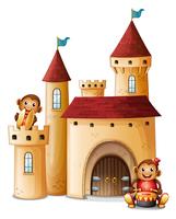 A castle with monkeys vector