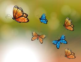 Un papel especial con mariposas naranjas y azules. vector