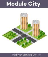 City set quarter top view landscape isometric 3D projection vector