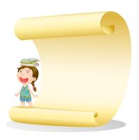 A smiling girl and a paper sheet vector