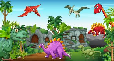 Dinosaurios en el parque vector