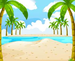 Beach with coconut trees vector