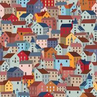 Seamless pattern with colorful houses. City or town texture. vector