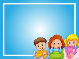 Frame design with kids in pajamas vector