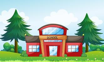 A red school building vector