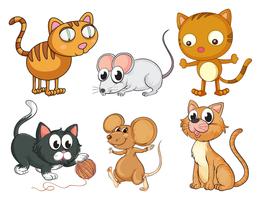 Gatos y ratones vector
