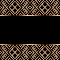 Background with golden chains. Geometrical ornamental borders on black background. Vector illustration