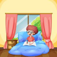 A young boy study in bedroom vector