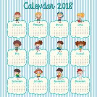 Plantilla de calendario 2018 con niños felices