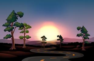 A long and winding road going to the forest vector