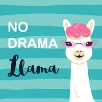 Cute cartoon llama character with No drama llama motivational quote vector