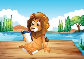 A lion reading a book seriously vector