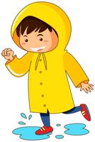 Boy in yellow raincoat vector