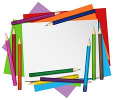 Blank paper and color pencils in background vector