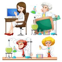 A set of scientist on white background vector
