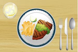 Steak and french fries vector