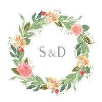 Flores de acuarela pintadas a mano con borde de marco de guirnaldas de texto, exuberante flores acuarela aislado sobre fondo blanco. Diseño de decoración de flores para la tarjeta, guardar la fecha, tarjetas de invitación de boda, cartel, diseño de banner vector