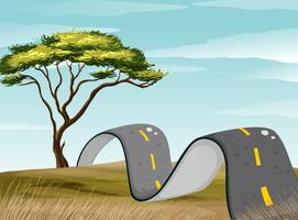 Curve road in the green field vector