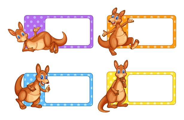 Square labels with kangaroo
