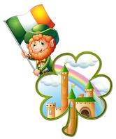 A castle inside the clover plant and an old man with the Ireland flag vector