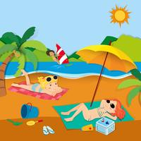 Summer vacation with people on the beach vector