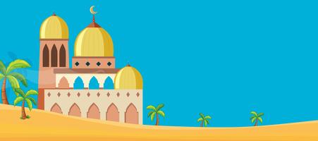 A mosque in desert scene vector