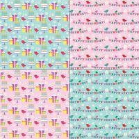 pink and blue Birthday patterns with cute birds vector