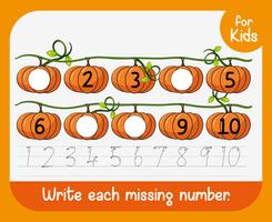 Write each missing number worksheet vector