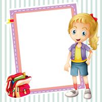 girl, school bag and white board  vector