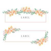 Watercolor florals hand painted with text banner, lush flowers aquarelle isolated  vector