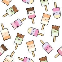 Cute kawaii styled ice cream pattern